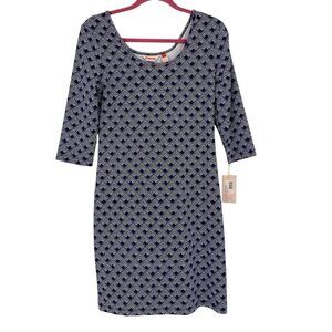 Persifor Women’s Size S Kilpatrick Olafer Knit Dress Bleu Geo Print Scoop Neck